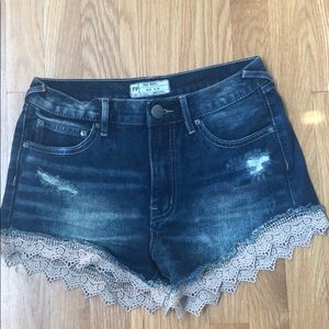 Free people lace bottom denim shorts